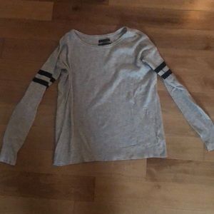 American Eagle Gray Jersey Striped Sweater